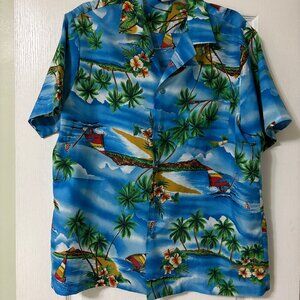 Hilo Hattie Men's Hawaiian Print Shirt made in Hawaii.  Size XL